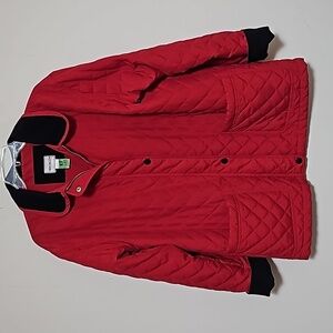 Napa Valley Red Quilted Coat Jacket Black Velvet Trim Sz S Christmas Winter